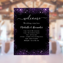 結婚式 プログラムブラック・パープル・ウェルカム ポスター