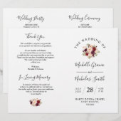 結婚式 プログラムブルゴーニュ水カラーフローラ、FOLD (正面/裏面)