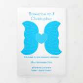 結婚式 プログラムブルーエンジェルウィングスハートデザイン 三つ折りプログラム (カバー)