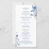 結婚式 プログラムブルーヴィンテージ花 (正面)