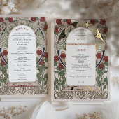 結婚式 プログラムブーゲンビレアブルゴーニュ金ゴールド 箔招待状