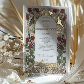 結婚式 プログラムブーゲンビレアブルゴーニュ金ゴールド 箔招待状