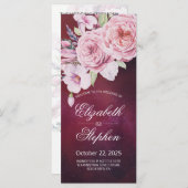 結婚式 プログラムボホフローラ羽毛ブルゴーニュレッド プログラム (正面/裏面)