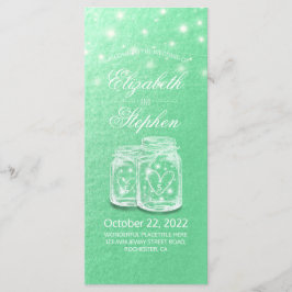 結婚式 プログラムメーソンジャースストリングライトグリーン金ゴールド プログラム