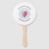 結婚式 プログラムモダンかわいい指紋ハートブルー ハンドファン (正面)