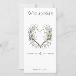 結婚式 プログラムモダンの花とハート