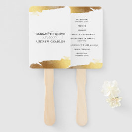 結婚式 プログラムモダンの黄金の金ゴールド縁 ハンドファン