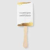 結婚式 プログラムモダンの黄金の金ゴールド縁 ハンドファン (正面)