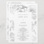 結婚式 プログラムモダンシンプルフローラ銀 プログラム (正面/裏面)