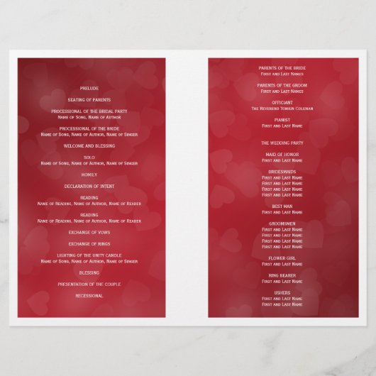 結婚式 プログラムモダンハート赤 (裏面)