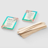 結婚式 プログラムモダンピンクフローラティール(緑がかった色)金ゴールドドット ハンドファン (組立なし)