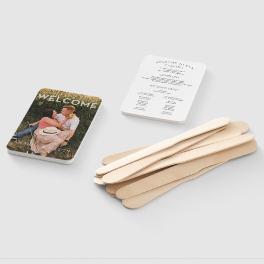 結婚式 プログラムモダンファンと写真のオーバーレイ ハンドファン (組立なし)