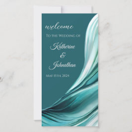 結婚式 プログラムモダン抽象芸術エメラルドグリーン –