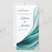 結婚式 プログラムモダン抽象芸術エメラルドグリーン –  (正面)