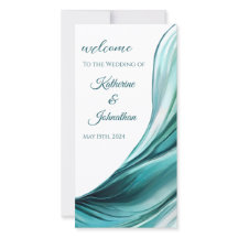 結婚式 プログラムモダン抽象芸術エメラルドグリーン – 