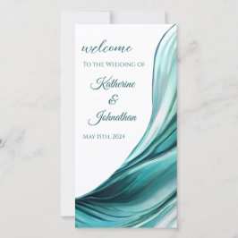 結婚式 プログラムモダン抽象芸術エメラルドグリーン – 