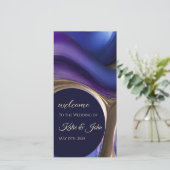 結婚式 プログラムモダン抽象芸術ブルーパープル金ゴールド- (スタンド正面)