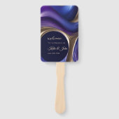 結婚式 プログラムモダン抽象芸術ブルーパープル金ゴールド- ハンドファン (正面)