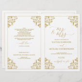 結婚式 プログラムヴィンテージエレガント書道 – 金ゴールド (正面/裏面)