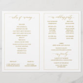 結婚式 プログラムヴィンテージエレガント書道 – 金ゴールド (裏面)