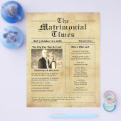結婚式 プログラムヴィンテージ新聞スタイルフライヤー チラシ (シングル)