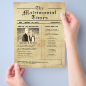 結婚式 プログラムヴィンテージ新聞スタイルフライヤー チラシ (手)