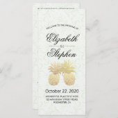 結婚式 プログラムヴィンテージ金箔パイナップルカップル プログラム (正面/裏面)