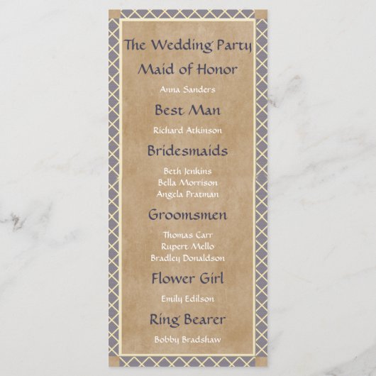 結婚式 プログラム伝統的とウェディングパーティーカード プログラム (裏面)