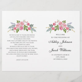 結婚式 プログラム折りピンクのバラ。庭の花