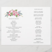 結婚式 プログラム折りピンクのバラ。庭の花 (裏面)