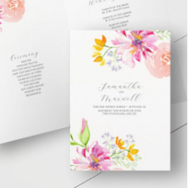 結婚式 プログラム水彩フローラ折り畳み プログラム