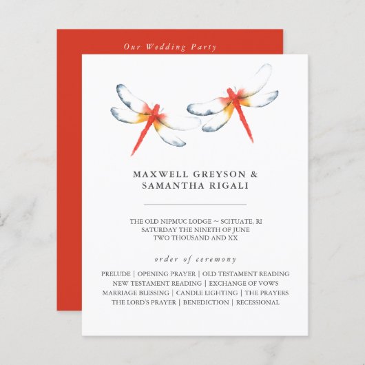 結婚式 プログラム水彩赤トンボ (正面/裏面)