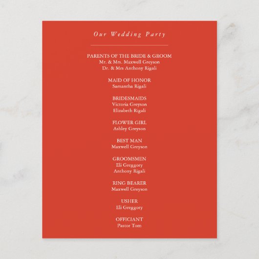 結婚式 プログラム水彩赤トンボ (裏面)