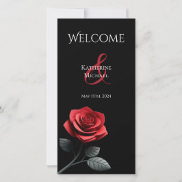 結婚式 プログラム独身の赤バラ –