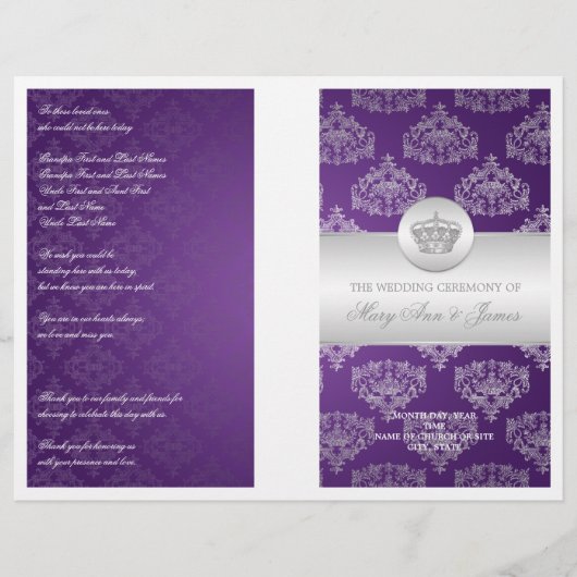 結婚式 プログラム王室のクラウンパープル (正面)