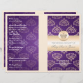 結婚式 プログラム王室のクラウンパープル (正面/裏面)
