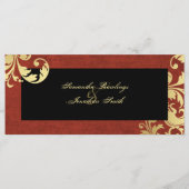 結婚式 プログラム王室の – 赤と金ゴールドきらめくフローラ プログラム (正面)