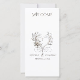 結婚式 プログラム白の花とハート