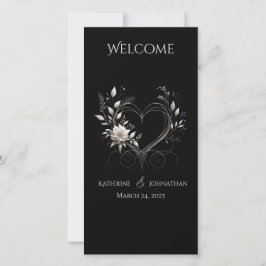 結婚式 プログラム白の花とハート