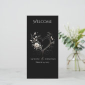 結婚式 プログラム白の花とハート (スタンド正面)