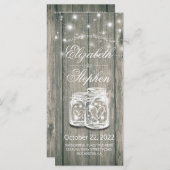 結婚式 プログラム素朴ウッドメイソンジャールストリングライト プログラム (正面/裏面)