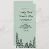 結婚式 プログラム素朴松 – 緑 プログラム (正面/裏面)