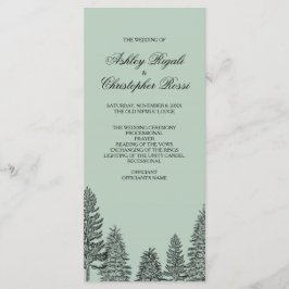 結婚式 プログラム素朴松 – 緑 プログラム