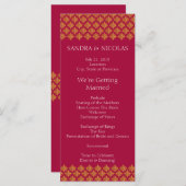 結婚式 プログラム金ゴールドと赤 プログラム (正面/裏面)