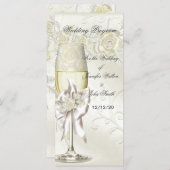 結婚式 プログラム金ゴールドクリームパールフローラバラ プログラム (正面/裏面)