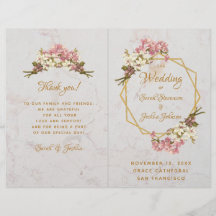 結婚式 プログラム金ゴールドピンクオーランズマーブルジオメトリック