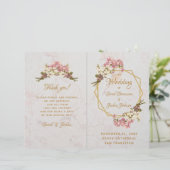 結婚式 プログラム金ゴールドピンクオーランズマーブルジオメトリック (スタンド正面)