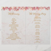 結婚式 プログラム金ゴールドピンクオーランズマーブルジオメトリック (裏面)