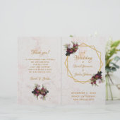 結婚式 プログラム金ゴールドブルゴーニュホワイトマーブルペオニー (スタンド正面)