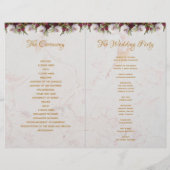 結婚式 プログラム金ゴールドブルゴーニュホワイトマーブルペオニー (裏面)